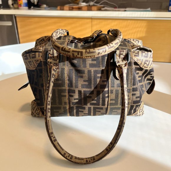 Fendi | Tobacco Zucca Coated + Canvas Mix Handbag - Picture 2 of 12